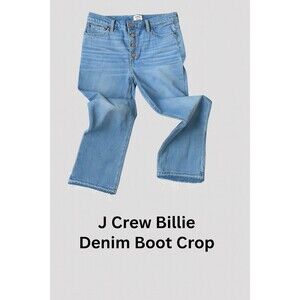 J.Crew Billie Demi Boot Crop Jeans – Light Wash, Button Fly, Frayed Hem size 30